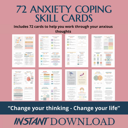 Trauma therapy 90% off bundle, anxiety coping skill card, therapy worksheets, crisis therapy PTSD, anxiety therapy tool, safety plan